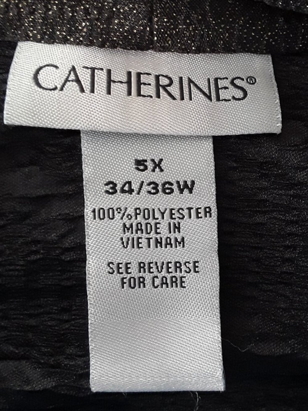 Vintage 90s Catherines 5X 34-36W Black Gold Shimmer SemiSheer Open Jacket Topper - Picture 8 of 10
